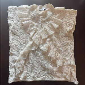 Zara Ivory Textured Knit Sleeveless Sweater